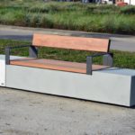 LOG 400 Cast Stone Bench with Timber Seat Top