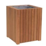 Square open top timber litter bin