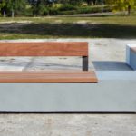 LOG 350 Cast Stone Bench with Timber Seat Top