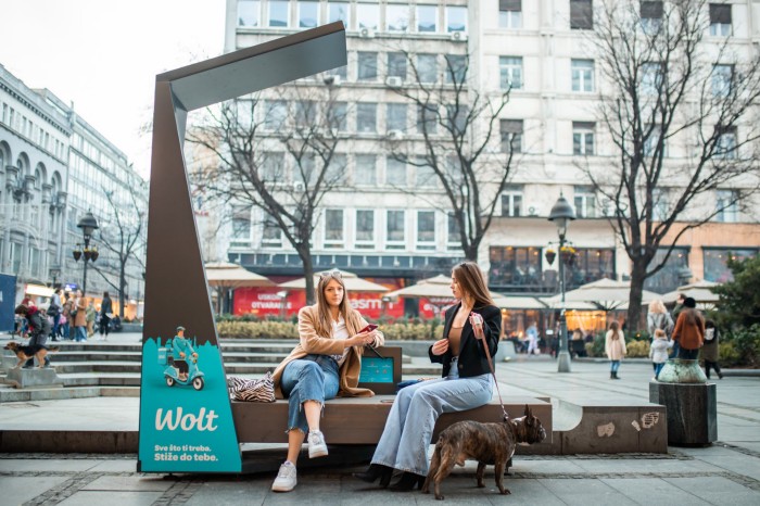 Solar Smart Bench with Advertising and Branding Panel