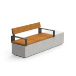 Log 210 Concrete Bench with Backrest and Armrest