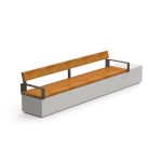 Log 360 Concrete Bench with Double Backrest and Armrest