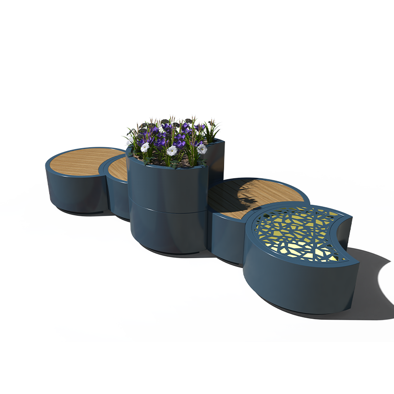 Crescent Planter Bench Group Image Crescent Planter Bench Group Image