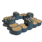 Crescent Planter Bench Group Image Square