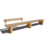 Modulo bench in Orange with backrest and an extension